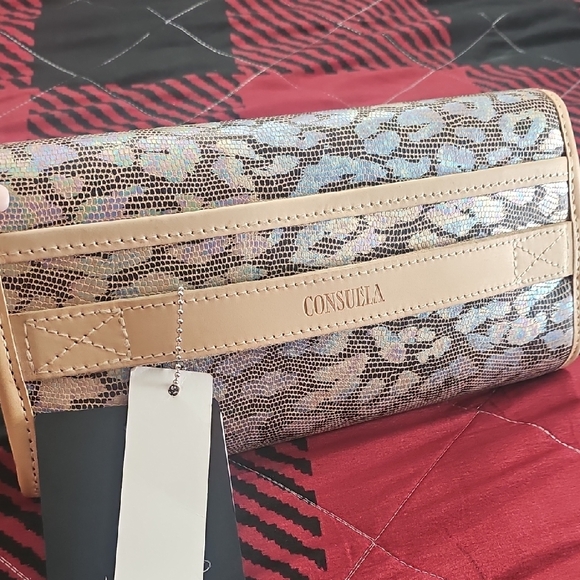 Consuela Tan and Silver Clutch with Animal Print - Picture 10 of 10